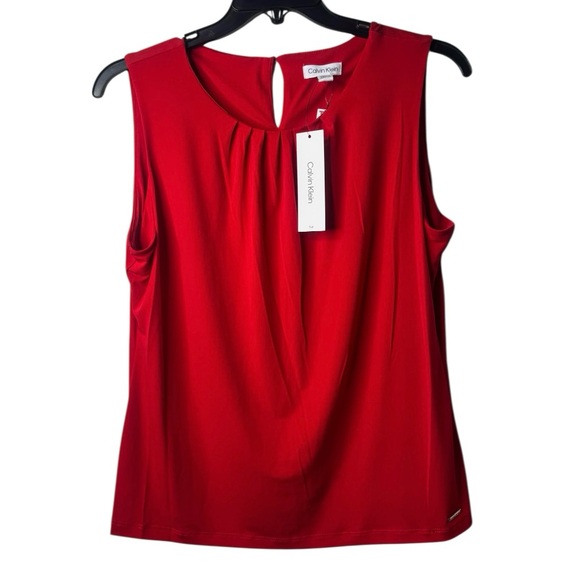 Calvin Klein Vibrant Red Sleeveless Blouse - Picture 1 of 7